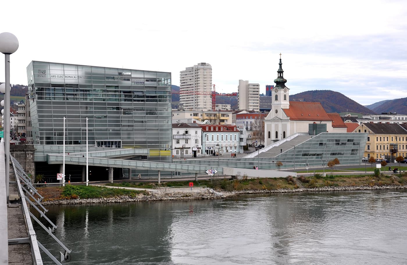 Ars Electronica Center — glass and river
